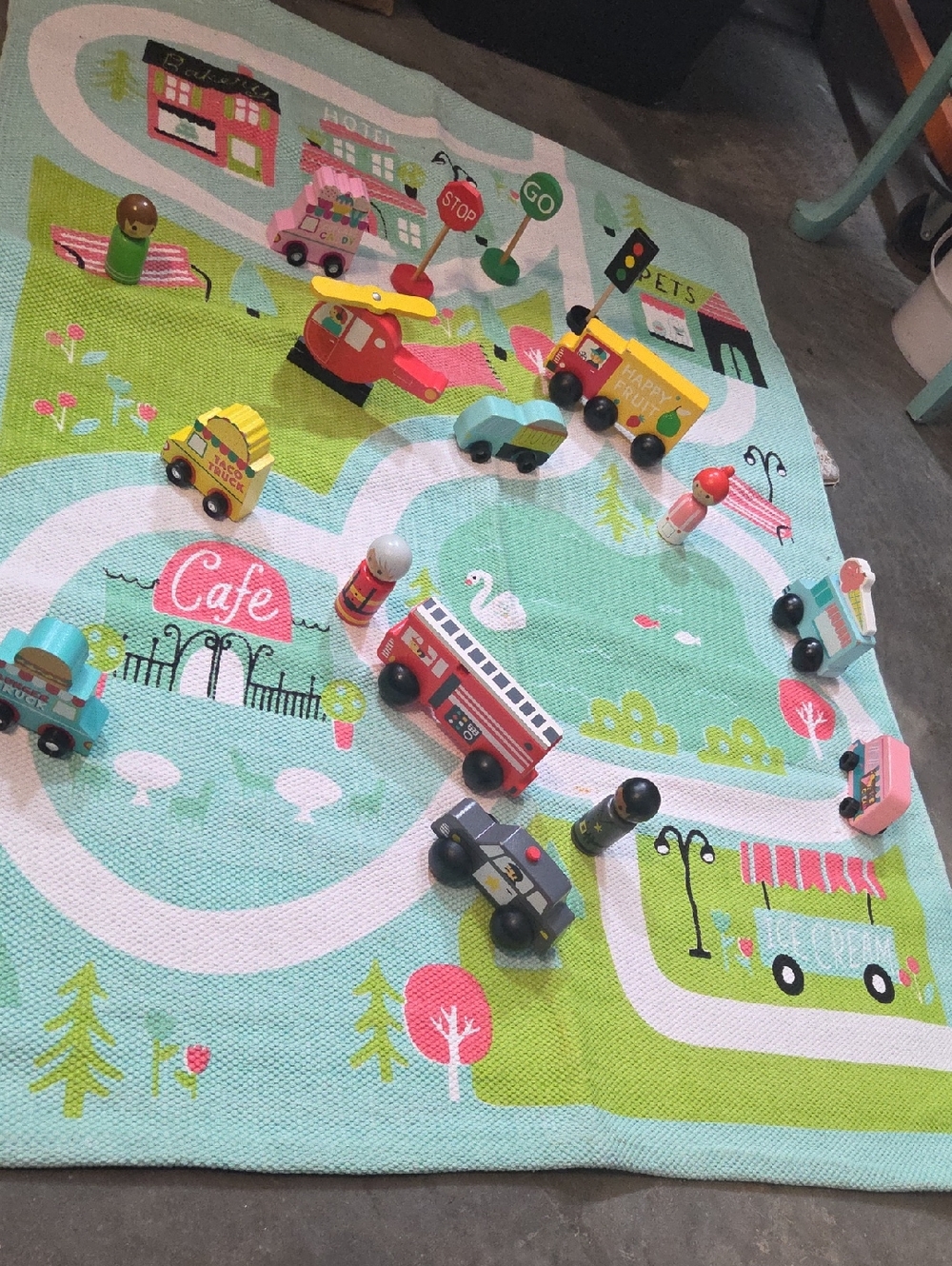 Hallmark Canvas Play Mat Pastel Wooden Vehicle Play Mat Colorful Toy Cars